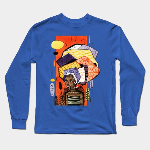 African American girl Long Sleeve T-Shirt by Mako Design 